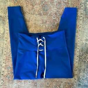 Aqua Leggings with football type front tie